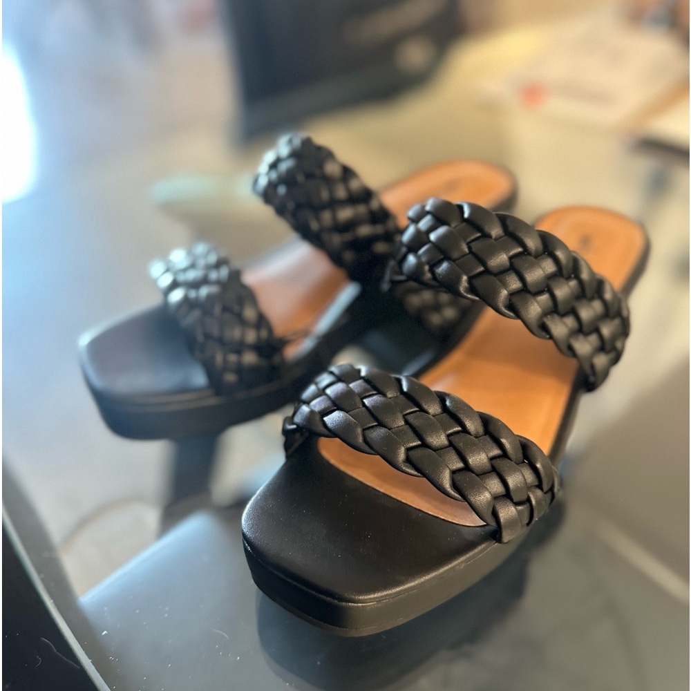 Women’s black sandals heel or wedge